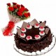 German Black Forest Cake & Roses Flowers